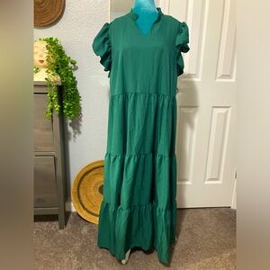 Nwt Shein Kelly Green Long Tiered Dress 3XL